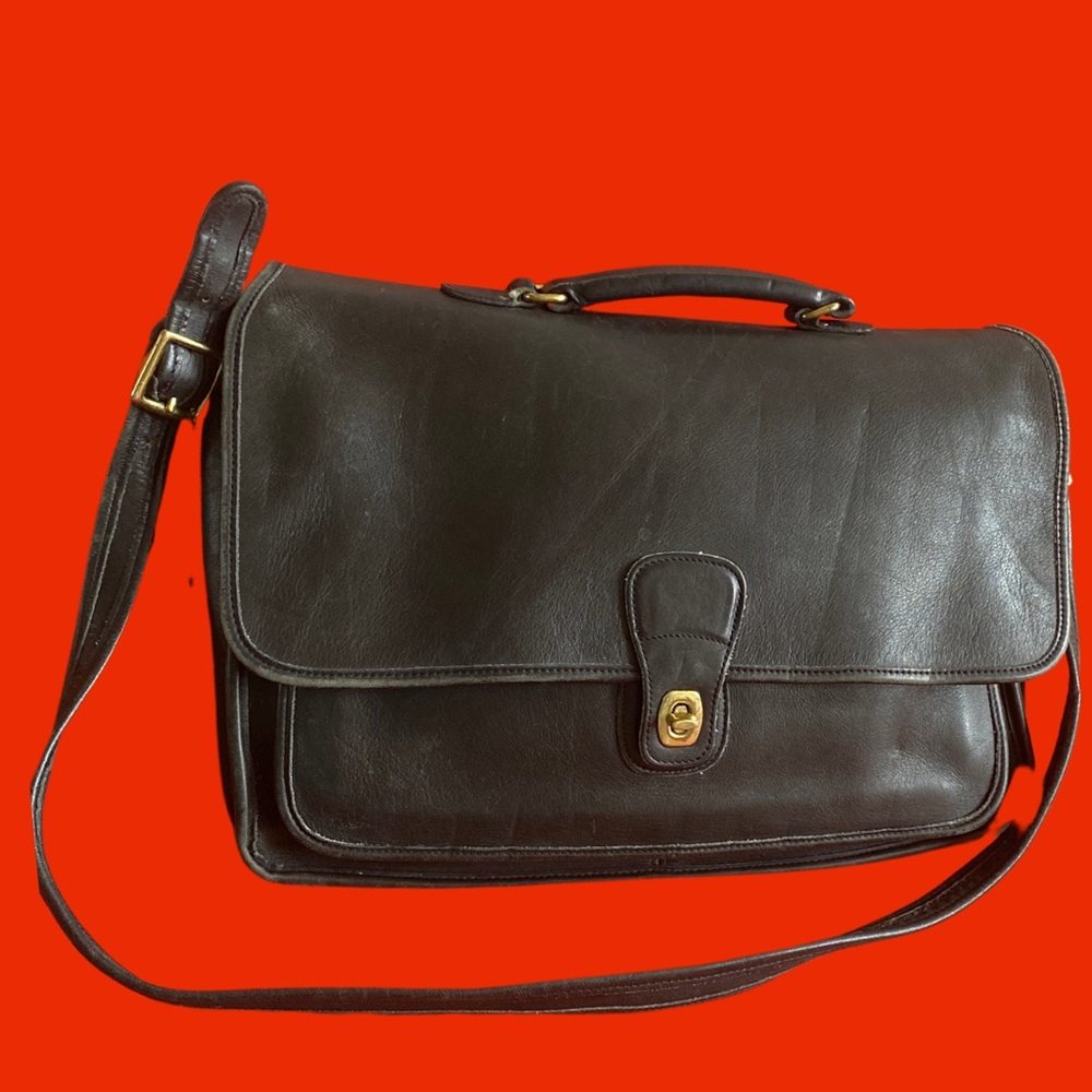 Coach vintage black leather Beekman briefcase #5180 made in Italy 11”x16”